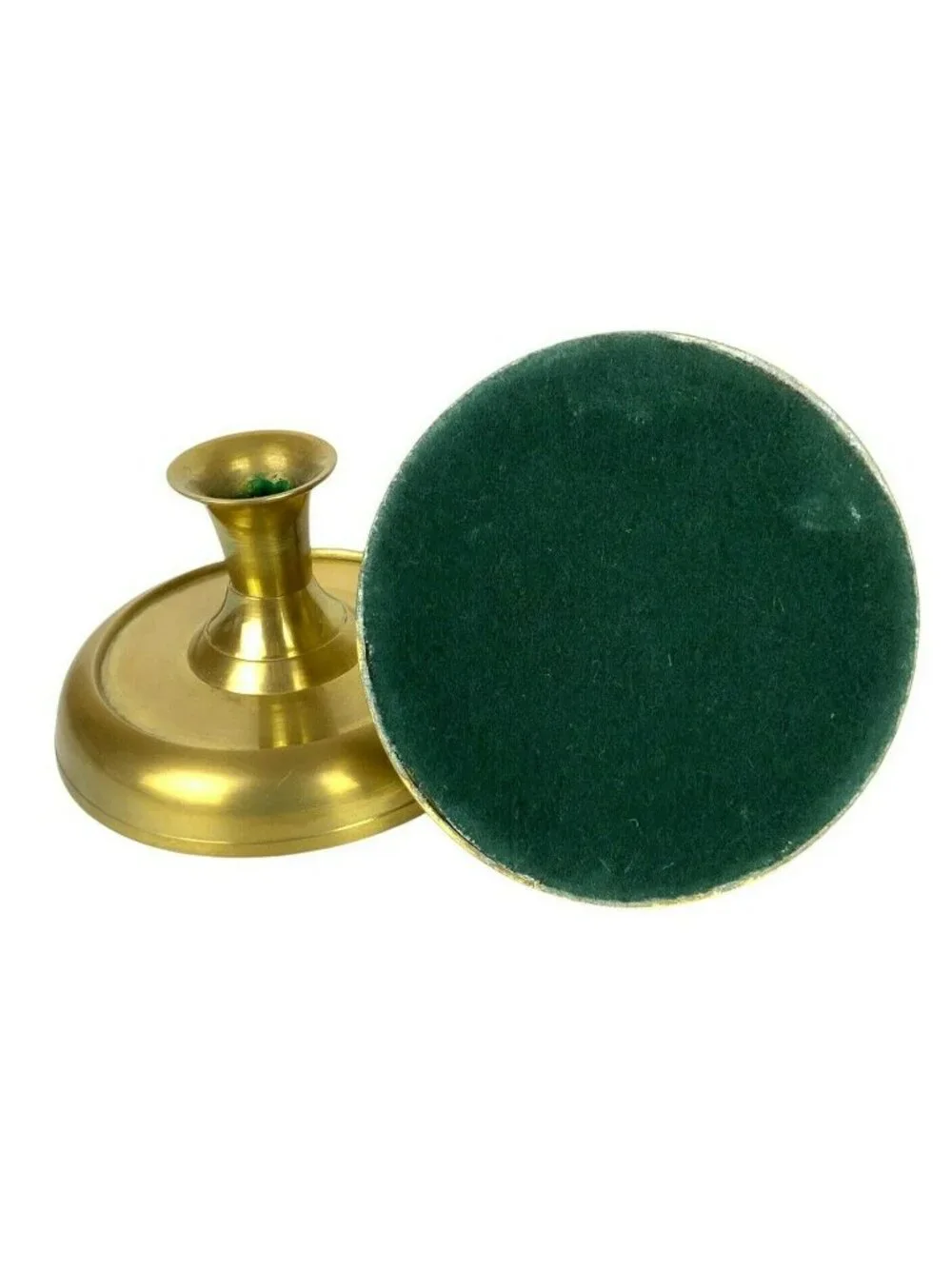 Antique Brass Taper Candle Holders Set Of 2 Weighted Round Short Traditional